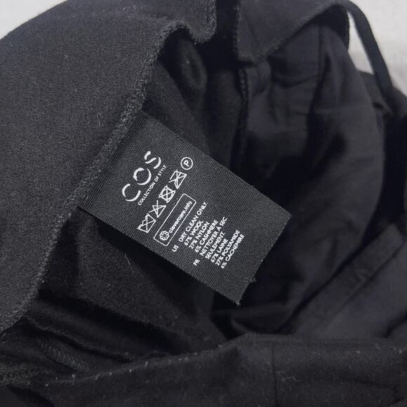 COS Pants Womens 4 Black High Waist‎ Wide Leg Belted Wool Blend Trousers Office - Picture 9 of 10